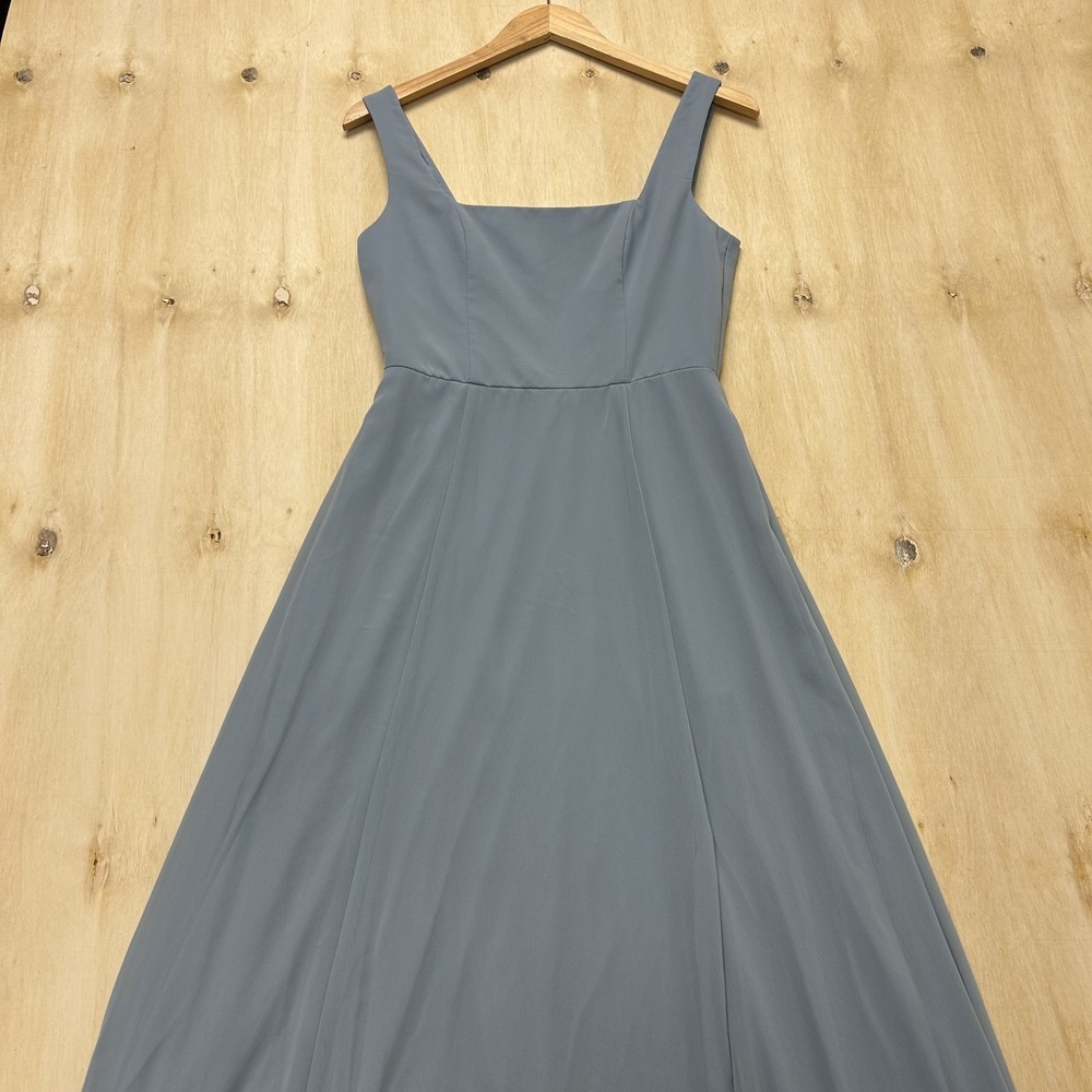 David's Bridal DB Studio Dress Womens 2‎ Dusty Blue Square Neck Maxi Formal Gown